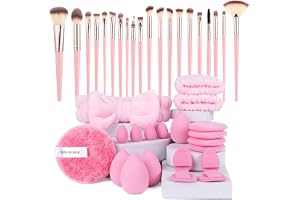 Vicloon Sminkborstar, 40 st professionella sminkborstar, premium syntetisk foundation ansiktspulver concealers ögonskuggsroug