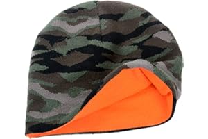 BADDERY Bonnet de Chasse Reversible - Orange Camouflage Couleur-Alerte - Battue Traque Rabatteur Traqueur - Beanie Homme-s Femme-s - Casquette Cadeau pour Un Chasseur - Chaud (One Size)