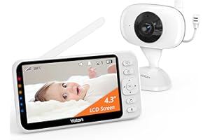 YOTON Baby Monitor, Video Baby Monitor with Camera No WIFI, 4.3'' Split Screen, 30-Hours Battery Life, Night Vision, Temperature Monitoring, Two-Way Talk, 4X 2X Zoom, Lullaby