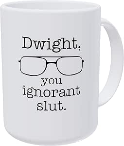 NA Dwight You Ignorant La Sicurezza di Michael Scott con Gli Occhiali The  Office Double Side Stampato Divertente Tazza di caffè Bianco : Amazon.it:  Casa e cucina
