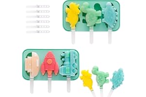 ATSGJLZN Stampi per Ghiaccioli,2pcs Stampi Gelato in Silicone Senza BPA Verde（Animali + Veicoli）