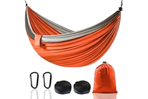 SANCEN Hamaca Colgante XXL para 2 Personas 300 x 200 cm – Hamaca Jardin Exterior, Ultraligera y Portátil – con Capacidad de 300 kg – Ideal para Camping, Viajes, Balcón e Interior (Naranja)