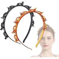 2 X Haarreif Mit Clip - Zweilagiges Haarband, Geflochtenes Design, Für Damen & Herren, In Schwarz & Rot