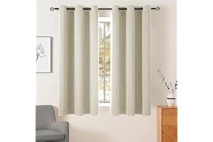 AR Ware Cream Blackout Curtains for Living Room - Eyelet Thermal Insulated Curtains for Bedroom Energy Saving Soundproof Drapes (46 x 54 inches)