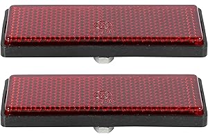 F FIERCE CYCLE Paar M6x1,0 Rotes Rechteck reflektierender Reflektor für Motorrad