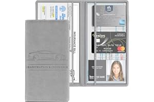 JNNJ Car Glove Box Organizer Document Bag, Auto Registration Insurance Holder, PU Leather Driving Licence Holder Paperwork Glove Box Cover, Vehicle Case Organizer for Documents Cards(Grey)