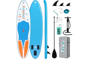 FunWater Aufblasbares Stand Up Paddle Board Surfbrett SUP Komplettes Paddleboard Zubehör Verstellbares Paddel, Pumpe, ISUP Reiserucksack, Leine, wasserdichte Tasche, Erwachsene Paddelboard