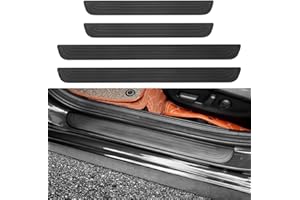 VOAKZEF 4 Pcs Car Door Sill Scuff Plate Cover,Universal Car Door Threshold Protection,PVC Soft Rubber Front/Rear Door Sill Scuff Plate Guard,Welcome Pedal Protector Cover (Black)