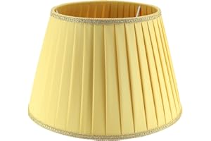HORUS PARALUMI Paralume classico Impero in tessuto Plissettato Pongè Giallo con Passamaneria 10 - per lampada da tavolo, comodino - Artigianale Made in Italy - D.35 cm Attacco E27