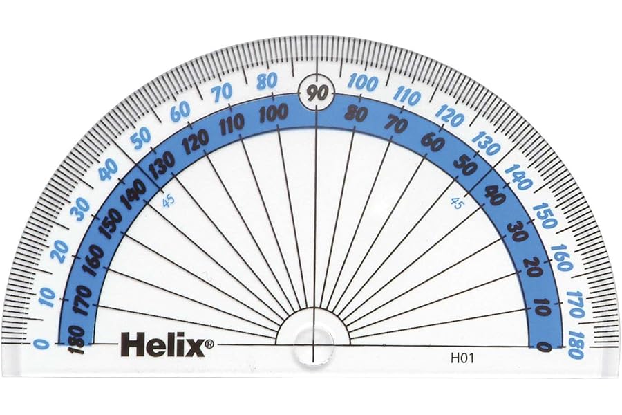 Helix 10cm 180 Degree Clear Protractor H01010