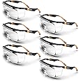 DEX FIT Safety Over Glasses SG210 OTG; Fit Over Your Eyewear, Z87 Eye Protection, Fog & Scratch Resistant, Adjustable for Women & Men, UV Protective (Black & Orange Frame, Clear Lens, Pack of 6)