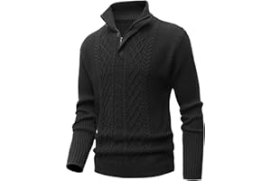 MeiLayM Maglioni Uomo Pullover Invernali Collo Alto Maglione con Zip Tenere Caldo Maglia a Costine Casual Giacca a Pullover Giubbetto in Pile a Maniche Lunghe Pullover