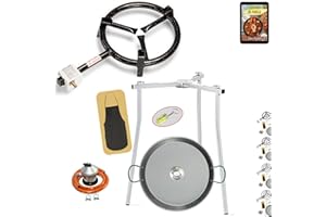 COMBOI Kit brûleur à paella gaz butane 30 cm, poêle 42 cm, régulateur, tuyau, pieds trépied, niveau, tablier, livre de recettes numérique (kit 300+ pièces)