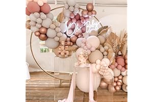WAYFUN Arche Ballon Rose Abricot, 110 pièces bricolage arc de ballon rose Kit Ballon de Fête Rétro Bohème Décoration pour Fête Anniversaire Decoration Mariage Bébé Douche Birthday Party Fourniture