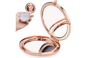 TWOBUD Gold Pocket Mirror, Circle Compact Mirror for Handbag Ideal for Travel and Daily Makeup Touch-Ups, Mum Compact Mirror Gifts at Christmas Mothers Day Mum Birthday Gifts - Stylish and Portable