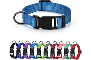 AUDWUD Dickes Nylonhalsband,klassisches verstellbares Hundehalsband in Mehreren Farben,geeignet für kleine,mittlere und große Hunde,4 Größen