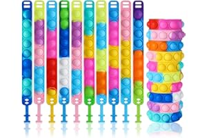 Fanshiontide Pop Armband It, 10 Stück Wristband Fidget Dekompression Spielzeug Set, Silikon Regenbogen Baby Sensorik Spielzeug Geschenke für Kinder Jungen Mädchen Stressabbau & Anti-Angst