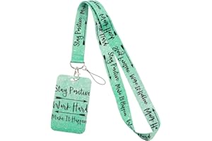 Juanooo School Teachers Lanyard ID Holder Green ID Card Holder Lanyard Cute Key Lanyard for Women Girls Kids for ID Badges Keys Name Tag Cool Men Staff Keychain Lanyard