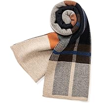Sciarpa Unisex Lussuosa In Maglia Morbida Con Bordo A Righe - Nero E Blu Navy, 190x65cm - 3