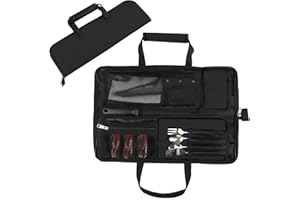 HJSSAA Knife Roll for Chefs 18 Inch,Heavy Duty Oxford Knife Bag with 13 Slots,Portable Knife Case with Handle for Travel, Camping, Hiking Black