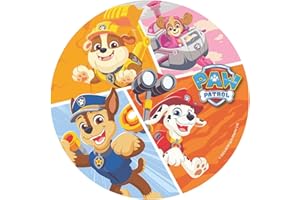 Dekora, Pat Patrouille Disque Azyme, Décoration Comestible pour Gâteau d'Anniversaire, Rond Cake Topper 20 CM