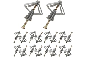 MELQUE Tasselli di Vite,Tasselli per cartongesso m8 x 50 mm,Tasselli per Pareti a Cavità per Cartongesso,Muro pieno, Mattone Forato (30 pz, Grigio)