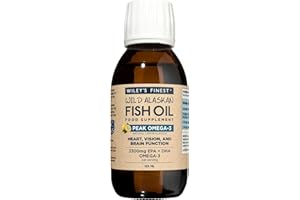 WILEY'S FINEST Wiley’s Finest Wild Alaskan Fish Oil Peak Omega-3 Liquid Supplement - 2300mg EPA and DHA Omega-3s - Lemon Flavor - 4.23 Oz (25 Servings)
