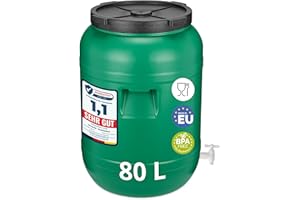Garronda 80L Fût Plastique Alimentaire avec Robinet – Récupérateur d'Eau Sans BPA pour Eau, Fermentation, Croquettes, Choucroute GD-0142