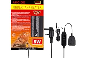 AIICIOO Reptile Heat Mat Tank Warmer Thermostat - Terrarium Heat Pads Aquarium Heating Mat with Temperature Controller for Reptiles & Amphibians, 8w