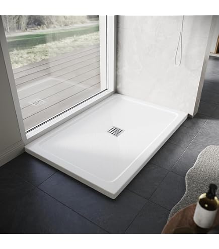 Aurora 1000 X 700mm Anti-Slip Stone Rectangular Shower Tray | Victorian