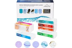 MAXLAPTER 35 Vetrini per Microscopio Preparati, Vetrini per Microscopio con Campioni con Piante Animali Insetti Tessuti Umani, Vetrini Microscopio per Bambini Studenti, Uso Casa e Scuola