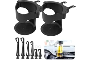 JOYSEEDI 2Pcs Car Cup Holder with 6 Pairs of Vent Attachments, Adjustable Clip-On Cup Drink Holder Car Air Conditioner Vent Drink Holder, Water Bottle Holder, Drink Stand, Maximum Load Capacity 1KG