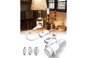 DoRight E27 Uchwyt na butelkę z przełącznikiem i wtyczką Adapter do butelki E27, zestaw adaptera lampy do butelek DIY lampa stołowa do butelek wina - biały 1 sztuka