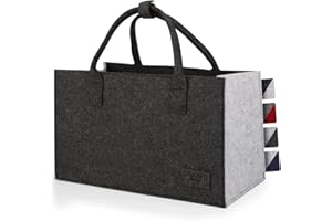 SÖLMO sølmo filcowa torba na zakupy, składana, kieszeń wewnętrzna z zamkiem błyskawicznym, torba do noszenia, torba z uchwytem, torba filcowa, torba na zakupy, antracyt/szara