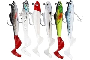 DWE Fishing Lures Set, 3D Eyes Soft Fishing Lure Single Hook Baits Artificial Bait Fishing Accessories for Sea Bass Pike Trout Perch