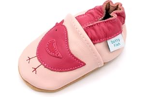 Dotty Fish Scarpine in Pelle Prima Infanzia. Scarpe Bimbi per Primi Passi con Suola Scamosciata. Ragazze (17-28 EU)