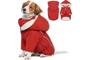 Katzinst Haustierkleidung, Winter Hundemantel mit Beinen Warm Hunde Wintermantel Hundejacke, Anti-Schneeanzug Hundebekleidung Hundepullover Mittelgroße Hunde Französische Bulldogge, Rot L