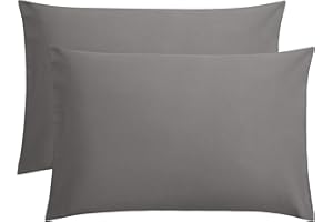 FLXXIE 2 Pack 100% Brushed 1800 Microfiber Plain Queen Pillowcases, Wrinkle and Stain Resistant, Soft and Cozy Envelope Closure Bed Pillow Cases, Dark Grey, 50x75 cm