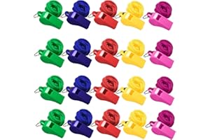 Besmrpg 20 Stück Plastik Pfeifen Kindern,Trainer Sportpfeife Set,Sport Schiedsrichter,Sicher Notfallpfeife,Fußballtrainer Trainerpfeife Mit Kordel Für Coaches, Schiri,Lehrer Und Notfall(5 Farben)