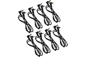 SOLUTEK 12" Guitar Pedal Power Cable Short, Double Right-Angle for Space-Saving Works with 9V/12V/18V Center-Negative 5.5x2.1mm Connections | Shielded Noise-Free Heavy-Duty (RA to RA 12 inch, 8pcs)