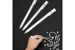 SMOOTHERPRO White Gel Pen | 3 Pcs White Ink Pen Set | 0.8mm Point Gel Pen | for Black Dark Paper Highlight Drawing Sketching Design (S080-3)