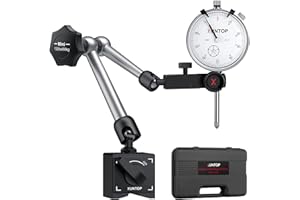 XUNTOP Reloj Comparador 0-20 mm Indicador de Cuadrante con 132lbs/60kg Base Magnetica Indicador de Dial de Alta Precisión de 0,01 mm para Torno Fresadora Ajuste de Herramienta Metrología