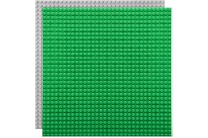 Etarnfly 2 Pack Classic Base Plates,25.5 x 25.5 cm Building Board Baseplates 100% Compatible with All Major Brands,Grey/Green