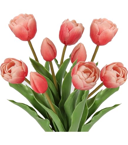 Oairse 4 tulpen en 2 tulpknoppen, kunstbloemen, echt gevoel