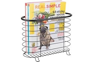 mDesign Revistero metálico - Práctica cesta de metal resistente para revistas, libros y periódicos, también como soporte para tablet - Elegante accesorio de baño sin taladro - negro mate