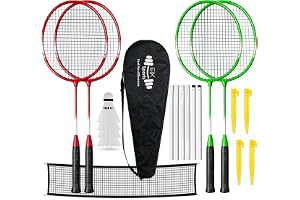 FK Sports Badminton Set 4 Player Garden Game | Complete Outdoor Kit with Net, 4 Rackets, Shuttlecocks & Carry Bag | Badminton