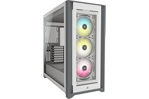 Corsair iCUE 5000X RGB Mid-Tower-ATX-PC Smart obudowa z hartowanego szkła (cztery panele ze szkła hartowanego, system prowadzenia kabli RapidRoute, trzy dołączone wentylatory 120 mm, kolor biały