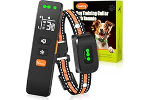 Luctry Dog Training Collar with Remote, 3300Ft Anti Bark Collar for Dogs, IP67 Waterproof, Sound & Vibration Training Modes with Safety Lock USB Rechargeable Dog Collar for 8-100lbs Dogs