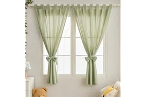 ‎ALAVYA HOME ALAVYA HOME® Blickdichte Kurz Musselin Gardinen 2er Set 100x150 cm – Vorhänge 100% Bio-Baumwolle Thermo Verdunklung Isolierend mit Schlaufen & Schleife für Kinderzimmer, Wohnzimmer - Khaki