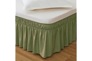 MEILA Ruffle Bed Skirt for Full 16 Inch Drop Beds, Elastic Dust Ruffles, Easy Fit, Wrinkle and Fade Resistant, Sage